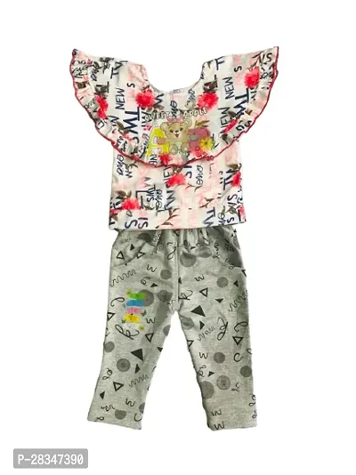 Fabulous Multicoloured Cotton Blend Printed Top with Full Pant For Girls