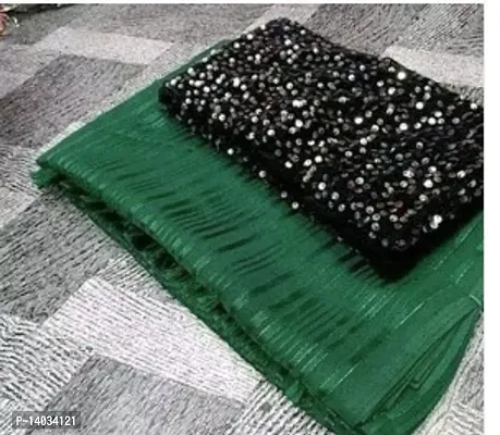 Trendy Silk Green Solid Saree With Blouse Piece For Women-thumb0