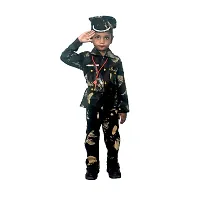 Fabulous Multicoloured Cotton Blend Self Pattern Army Costume Set For Kids-thumb2