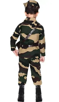 Fabulous Multicoloured Cotton Blend Self Pattern Army Costume Set For Kids-thumb1