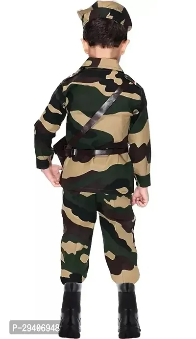 Fabulous Multicoloured Cotton Blend Self Pattern Army Costume Set For Kids-thumb2