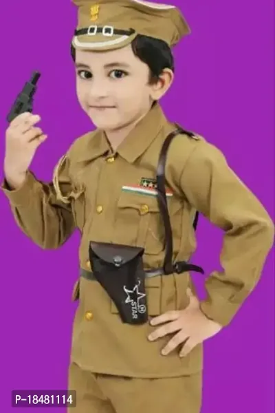 Classic Khaki Printed Police Dress For Boys