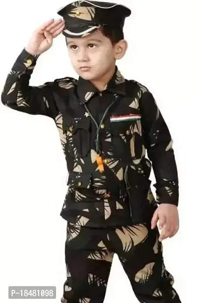 Classic Olive Printed Army Dress For Boys-thumb0