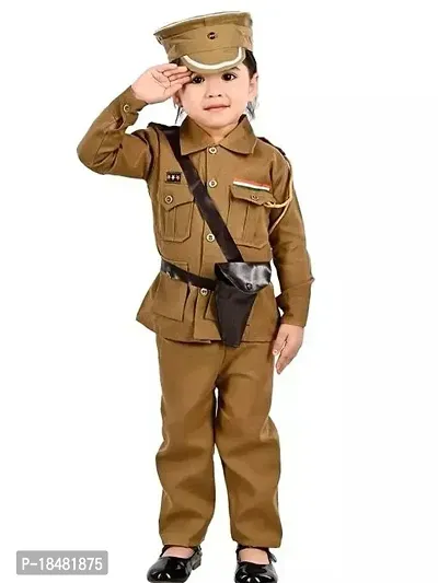 Classic Khaki Solid Girls Police Dress For Girls-thumb0