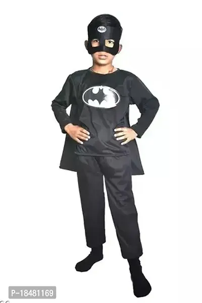 Classic Black Self Pattern Batman Dress For Boys