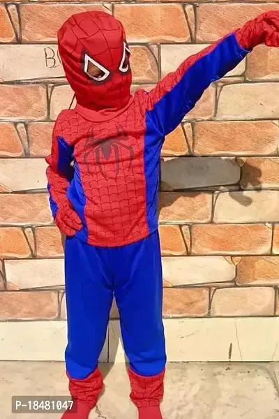 Classic Rede and Blue Printed Spiderman Costume For Boys