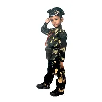 Fabulous Multicoloured Cotton Blend Self Pattern Army Costume Set For Kids-thumb3