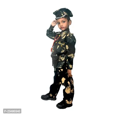 Fabulous Multicoloured Cotton Blend Self Pattern Army Costume Set For Kids-thumb4