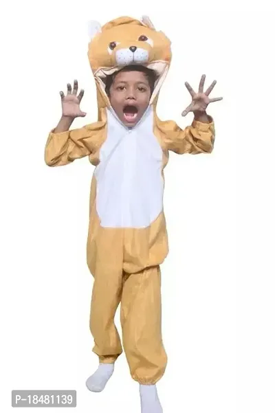 Classic Cream Self Pattern Kids Lion Costume For Boys-thumb0