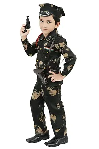 Fabulous Multicoloured Cotton Blend Self Pattern Army Costume Set For Kids-thumb2