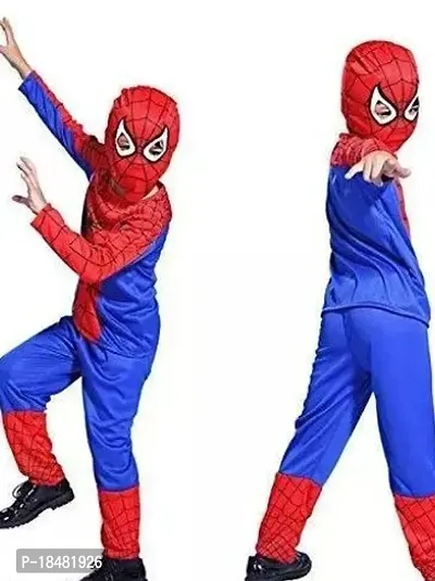 Classic Red Printed Kids Spiderman Dress For Girls