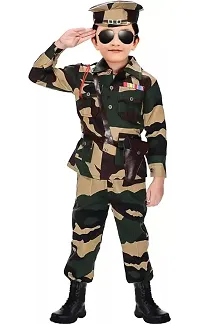 Fabulous Multicoloured Cotton Blend Self Pattern Army Costume Set For Kids-thumb3