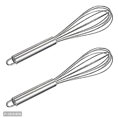 Premium Quality Stainless Steel Balloon Shape Wire Whisk - Kitchen Utensil Egg Beater, 30Cm (Pack Of 2)-thumb0