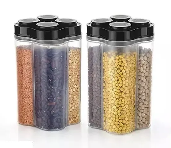 2Mech Airtight Plastic container Set for Kitchen Storage - 4 Section 2500ml , Kitchen Storage Container, Kitchen containers set ,container set containers For Kitchen Storage Set,