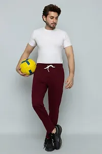 Men Solid Maroon Track Pants With Zipper And Back Pockets-thumb3