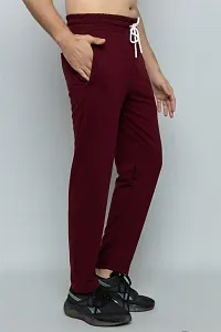 Men Solid Maroon Track Pants With Zipper And Back Pockets-thumb4
