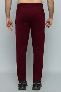 Men Solid Maroon Track Pants With Zipper And Back Pockets-thumb1