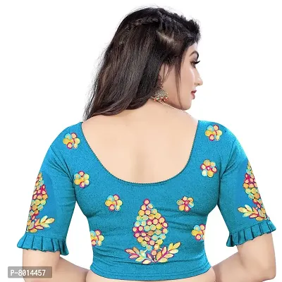 Nilkanth Enterprise Women Readymade Blouse Cotton Lycra Stretchable Blouse (42, Blue)-thumb2