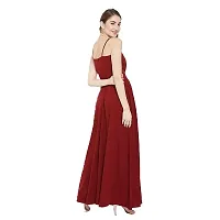 Nilkanth Enterprise Womens Solid V Neck Maxi Dress (X-Large, Maroon)-thumb1