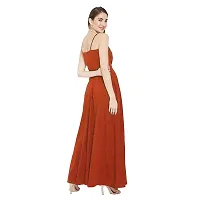 Nilkanth Enterprise Womens Solid V Neck Maxi Dress (Medium, RED)-thumb1
