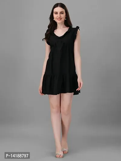 EMblica A-Line Black Crepe Dress-thumb0