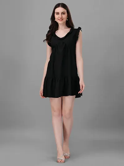 EMblica A-Line Black Crepe Dress