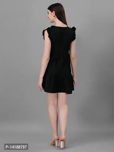 EMblica A-Line Black Crepe Dress-thumb3