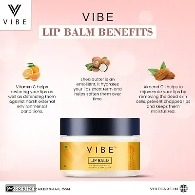 VIBE Natural Lip Balm for Women  Men Lip Care with Sweet Almond Vitamin C Shea Butter  Grapefruit Essential Oils Lip Balm for Chapped and Dry Lips (8g, Pack of 3)-thumb4