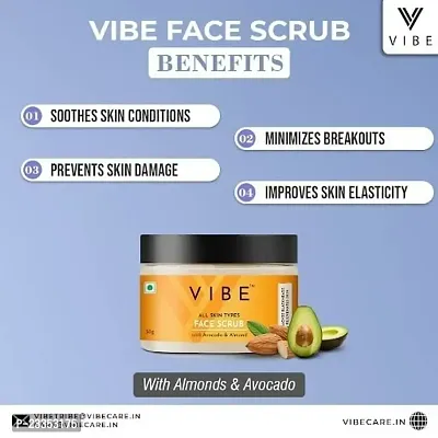 VIBE Face Scrub for Face Blackheads Remove Rejuvenate Skin | Vitamin C Oat Meal  Green Tea Face Wash for All Skin Type | Natural Face Wash for Men  Women | Scrub 50GM -Face Wash 100ML | Combo Pack-thumb3