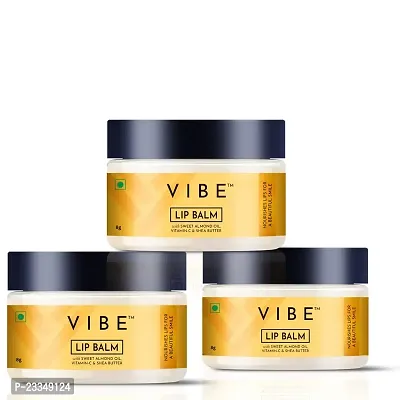 VIBE Natural Lip Balm for Women  Men Lip Care with Sweet Almond Vitamin C Shea Butter  Grapefruit Essential Oils Lip Balm for Chapped and Dry Lips (8g, Pack of 3)-thumb0