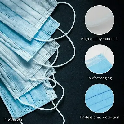 FITFABFINE Nonwoven Fabric Disposable 3 Ply Surgical Mask (Blue, Without Valve, Pack of 100) for Unisex-thumb2