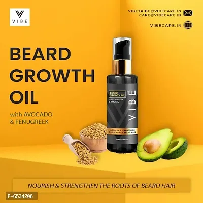 V I B E Natural Beard Growth Oil for Men and Boys - 50ml Serum with Natural Fenugreek, Avocado, Mandarin oil for Beard Care Only, Beard Oil for Patchy Beard.-thumb3