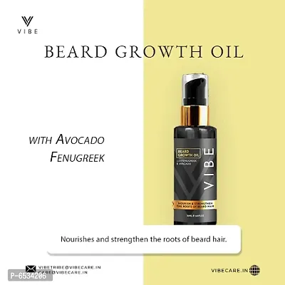 V I B E Natural Beard Growth Oil for Men and Boys - 50ml Serum with Natural Fenugreek, Avocado, Mandarin oil for Beard Care Only, Beard Oil for Patchy Beard.-thumb4