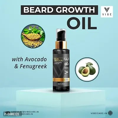 V I B E Natural Beard Growth Oil for Men and Boys - 30ML Serum with Natural Fenugreek, Avocado, Mandarin oil for Beard Care Only, Beard Oil for Patchy Beard.-thumb4