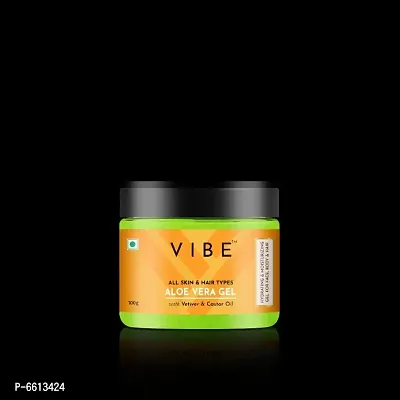 V I B E Organic Aloe Vera Gel for Face and Hair with Vetiver and Castor Oil, Face Moisturizer for Women and Men, for All Skin and Hair Types