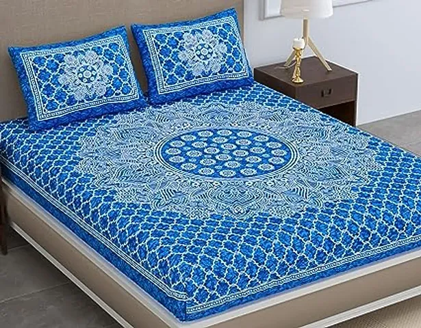 Printed Cotton Double Bedsheet with 2 Pillow Cover