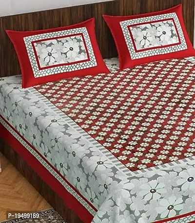 Comfortable Cotton Printed Double Bedsheet with Pillow Covers-thumb0