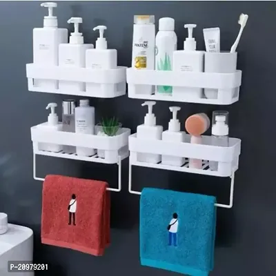 Bathroom Shelves And Rack, Bathroom Shelf Organizer, Wall Mounted Shelf, Bathroom Hardware And Storage Racks, Bathroom Set For Home (White,4 Pack, Bathroom Shelf)-thumb0