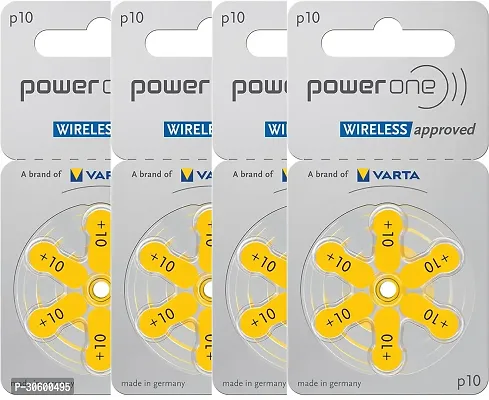 Power One P10 Battery For Hearing Aid Amplifier Machine - 4 Strips (4x6 = 24 Batteries)