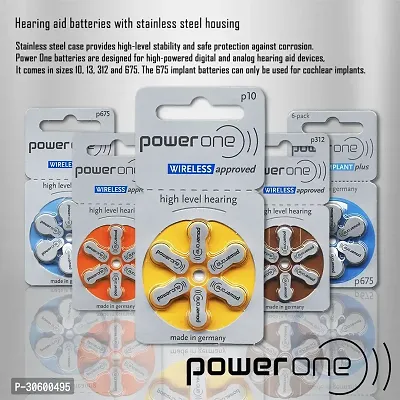 Power One P10 Battery For Hearing Aid Amplifier Machine - 4 Strips (4x6 = 24 Batteries)-thumb5