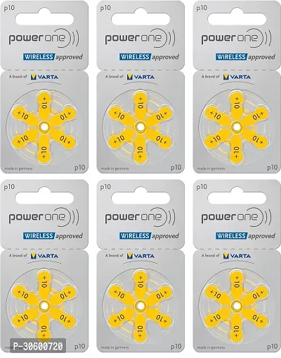 Power One P10 Battery For Hearing Aid Amplifier Machine - 6 Strips (6x6 = 36 Batteries)