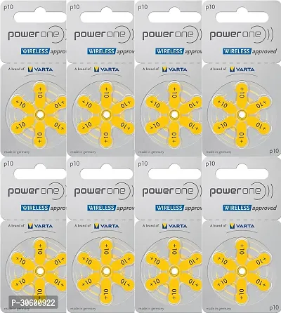 Power One P10 Battery For Hearing Aid Amplifier Machine - 8 Strips (8x6 = 48 Batteries)