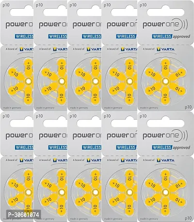 Power One P10 Battery For Hearing Aid Amplifier Machine - 10 Strips (10x6 = 60 Batteries)