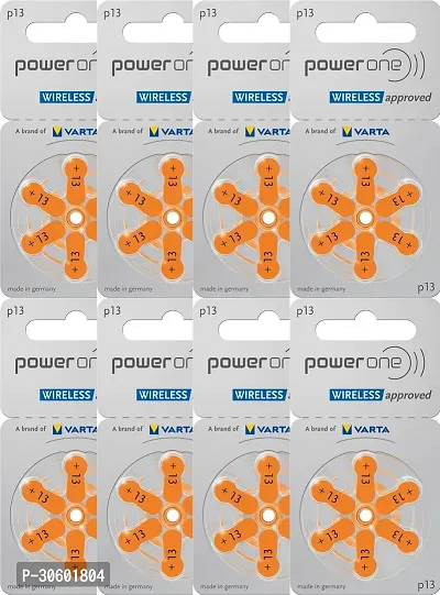 Power One P13 Battery For Hearing Aid Amplifier Machine - 8 Strips (8x6 = 48 Batteries)