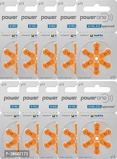 Power One P13 Battery For Hearing Aid Amplifier Machine - 10 Strips (10x6 = 60 Batteries)