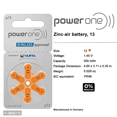 Power One P13 Battery For Hearing Aid Amplifier Machine - 10 Strips (10x6 = 60 Batteries)-thumb4