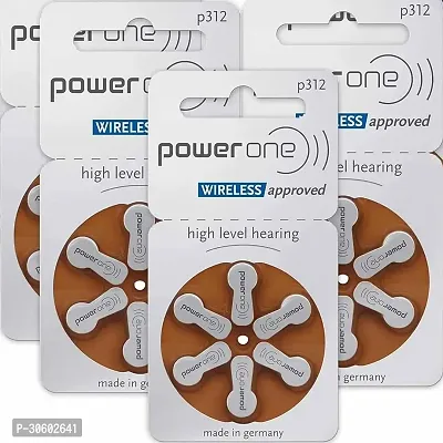 Power One P312 Battery For Hearing Aid Amplifier Machine- 4 Strips (4x6 = 24 Batteries)