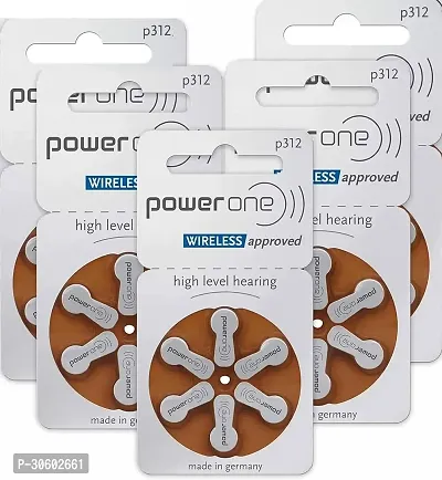 Power One P312 Battery For Hearing Aid Amplifier Machine- 5 Strips (5x6 = 30 Batteries)-thumb0