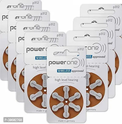 Power One P312 Battery For Hearing Aid Amplifier Machine- 8 Strips (8x6 = 48 Batteries)