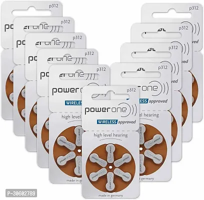 Power One P312 Battery For Hearing Aid Amplifier Machine- 10 Strips (10x6 = 60 Batteries)